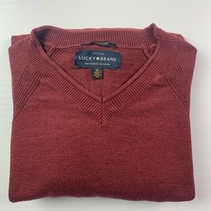 LUCKY BRAND Welter Weight Mens V Neck Cotton Pullover Sweater Size M